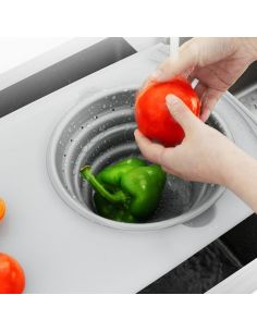 МНОГОФУНКЦИОНАЛНА КУХНЕНСКА ДЪСКА ЗА РЯЗАНЕ С ВГРАДЕН СГЪВАЕМ ГЕВГИР