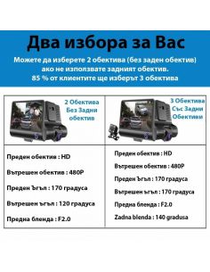 Видеорегистратор Full HD 1080P с 3 камери и 4 инчов дисплей