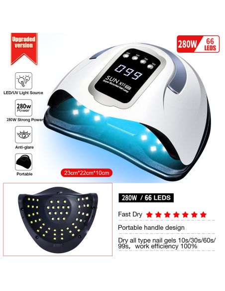 Професионална UV/LED лампа за маникюр, Sun X11 Max - 280W с 66 LED