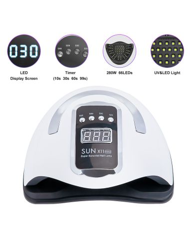 Професионална UV/LED лампа за маникюр, Sun X11 Max - 280W с 66 LED