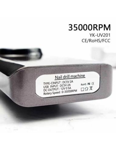 Фреза за нокти, за маникюр-педикюр, електрическа пила за нокти 35000 RPM, безжична работа, с дисплей