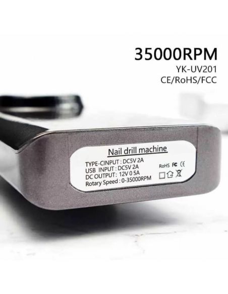 Фреза за нокти, за маникюр-педикюр, електрическа пила за нокти 35000 RPM, безжична работа, с дисплей