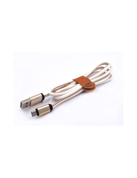 USB Кабел за зареждане  на мобилни устройства с кожено покритие - 1 метър