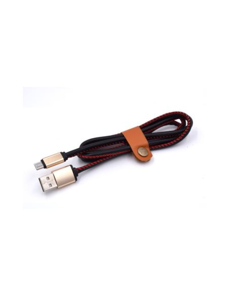 USB Кабел за зареждане  на мобилни устройства с кожено покритие - 1 метър
