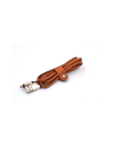 USB Кабел за зареждане  на мобилни устройства с кожено покритие - 1 метър