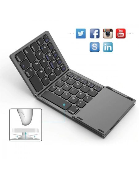 Безжична сгъваема клавиатура със сензорен панел за IOS Android Samsung Windows Ipad Tablet Notebook