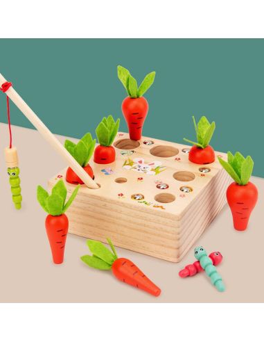 Дървена игра бране на моркови и магнитен риболов