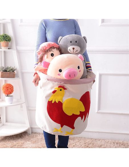 Овален кош за играчки с детски десен животни