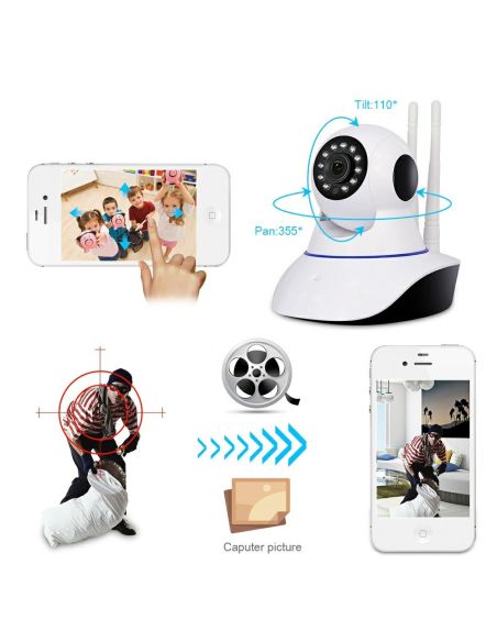IP камера WiFi за видеонаблюдение и управление от телефон, въртяща се 360, Двупосочен Интерком