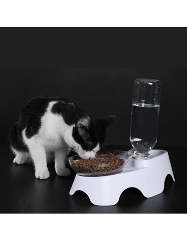 Дозираща купичка за вода и купичка за храна за котки