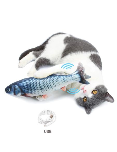 Мърдаща се играчка рибка за котки с USB батерия