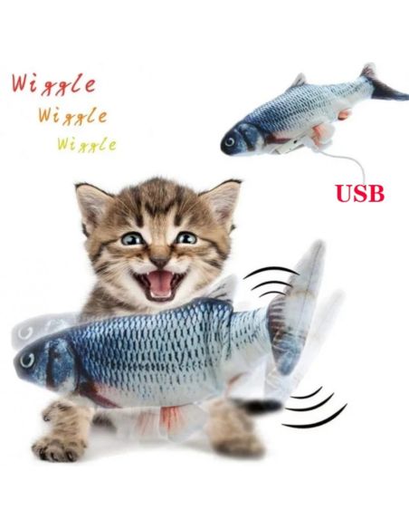 Мърдаща се играчка рибка за котки с USB батерия