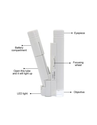 Преносим джобен микроскоп с LED подсветка и 100 х увеличение
