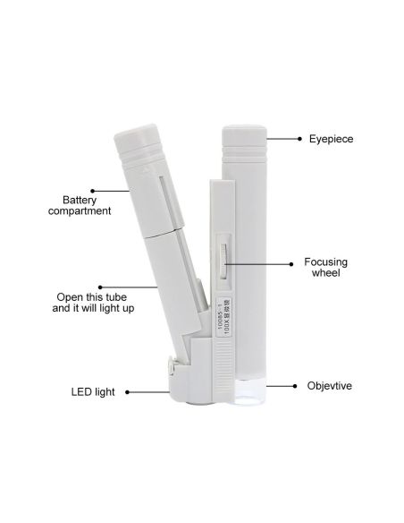 Преносим джобен микроскоп с LED подсветка и 100 х увеличение
