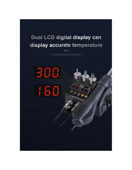 Професионална станция с горещ въздух комбинирана с поялник с LCD дисплеи