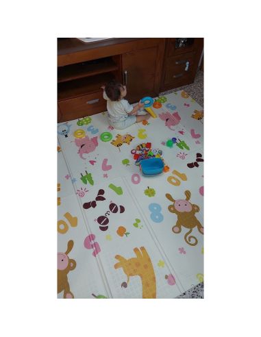 Сгъваемо детско килимче за игра, топлоизолиращо 180x200x1cm - Жираф и Цифри