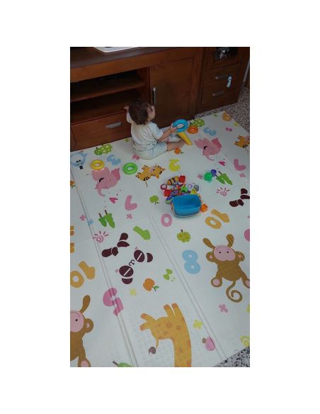 Сгъваемо детско килимче за игра, топлоизолиращо 180x200x1cm - Жираф и Цифри