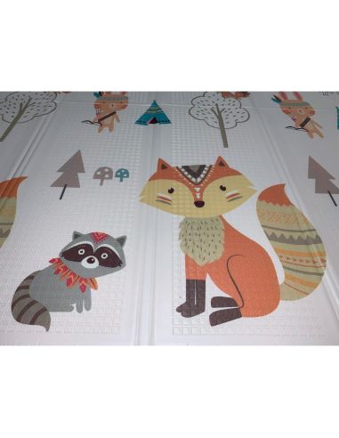 Сгъваемо детско килимче за игра, топлоизолиращо 160x180x1cm - модел Лисица и Тигър