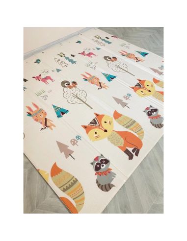 Сгъваемо детско килимче за игра, топлоизолиращо 160x180x1cm - модел Лисица и Тигър