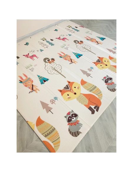 Сгъваемо детско килимче за игра, топлоизолиращо 160x180x1cm - модел Лисица и Тигър