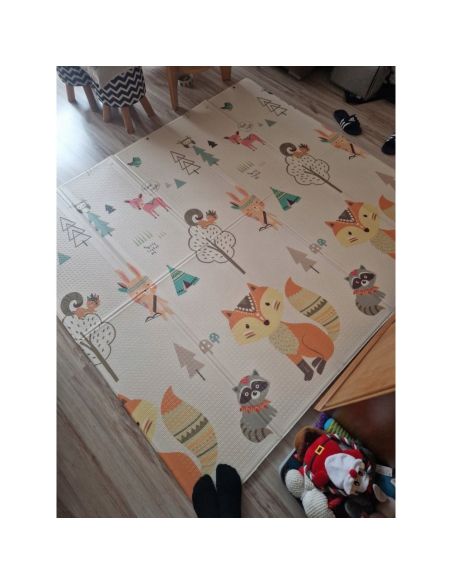 Сгъваемо детско килимче за игра, топлоизолиращо 160x180x1cm - модел Лисица и Тигър