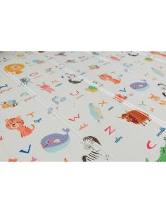 Сгъваемо детско килимче за игра, топлоизолиращо 180x200х1см - модел Животни в самолет и азбука 2