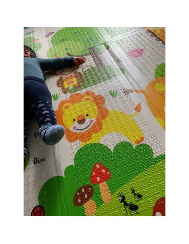 Сгъваемо детско килимче за игра, топлоизолиращо 180x200x1cm - Жираф и Писта с ВЛАКЧЕТА