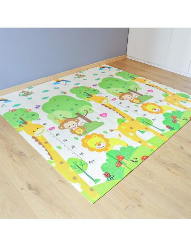 Сгъваемо детско килимче за игра, топлоизолиращо 180x200x1cm - Жираф и Писта с ВЛАКЧЕТА