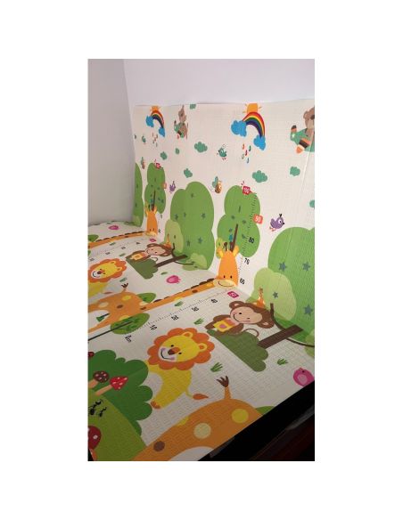 Сгъваемо детско килимче за игра, топлоизолиращо 180x200x1cm - Жираф и Писта с ВЛАКЧЕТА