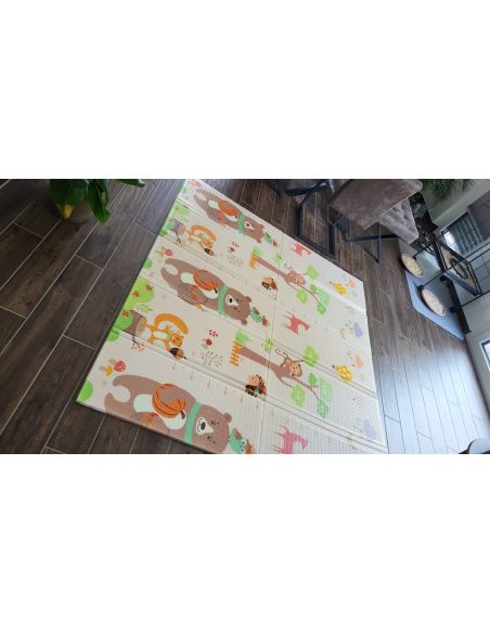 Сгъваемо детско килимче за игра, топлоизолиращо 180x200х1см - Мече и горски животни