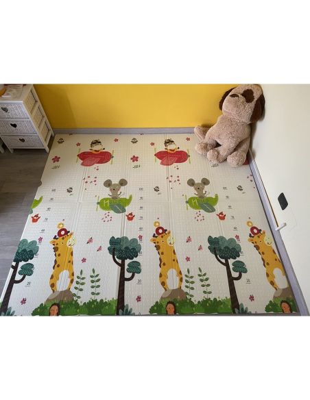 Сгъваемо детско килимче за игра, топлоизолиращо 150x180x1cm - Превозни средства + Животни в самолет Series
