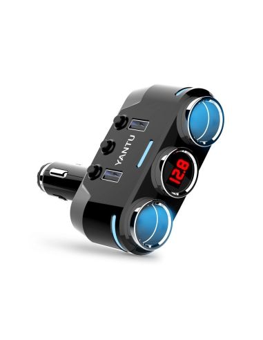 Разклонител за запалка  B39, 2 гнезда, 2 USB, Волтметър, Бутони за изключване