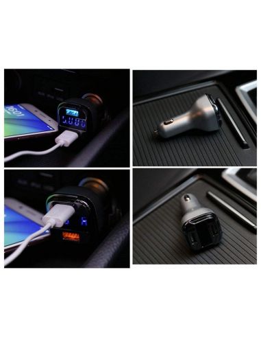 Волтметър за кола с 2 USB, зарядно за мобилни устройства