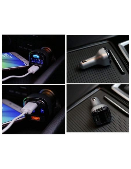 Волтметър за кола с 2 USB, зарядно за мобилни устройства