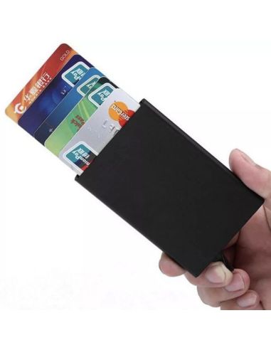 Черен Картодържател с RFID Защита за Безконтактни Карти - Алуминиев