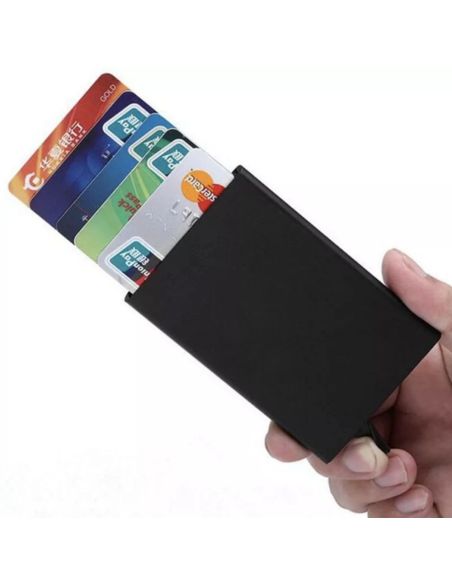 Черен Картодържател с RFID Защита за Безконтактни Карти - Алуминиев