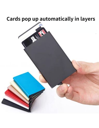 Черен Картодържател с RFID Защита за Безконтактни Карти - Алуминиев