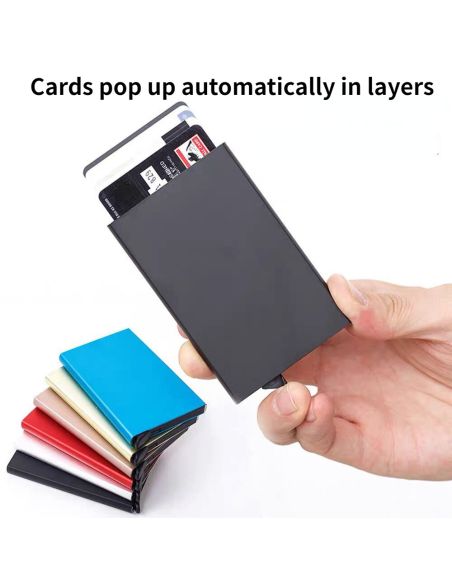 Черен Картодържател с RFID Защита за Безконтактни Карти - Алуминиев