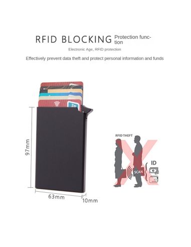 Черен Картодържател с RFID Защита за Безконтактни Карти - Алуминиев