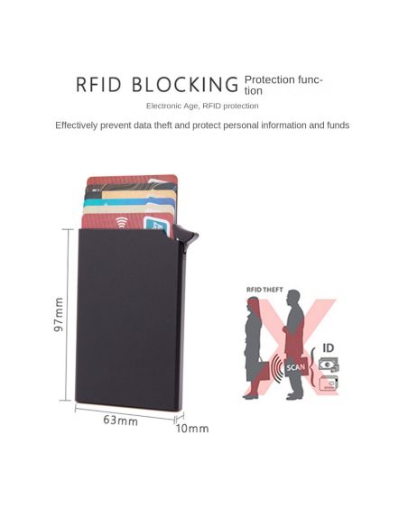 Черен Картодържател с RFID Защита за Безконтактни Карти - Алуминиев