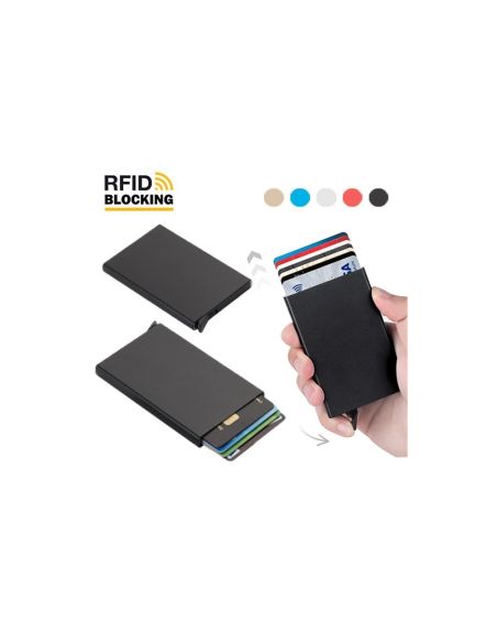 Черен Картодържател с RFID Защита за Безконтактни Карти - Алуминиев