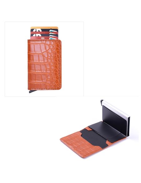 Портфейл от Крокодилска Кожа с RFID Защита Кафяв