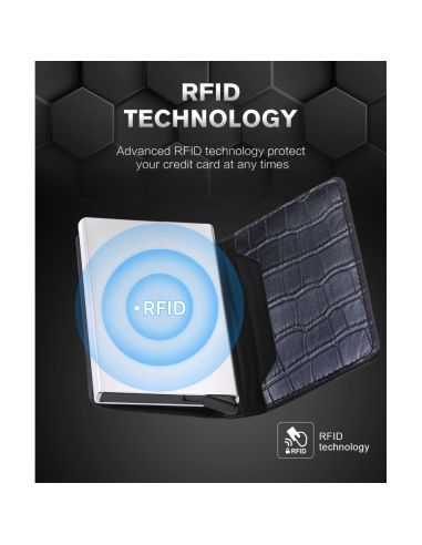Портфейл от Крокодилска Кожа с RFID Защита Черен