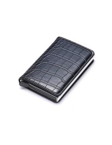 Портфейл от Крокодилска Кожа с RFID Защита Черен