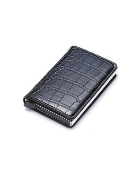 Портфейл от Крокодилска Кожа с RFID Защита Черен