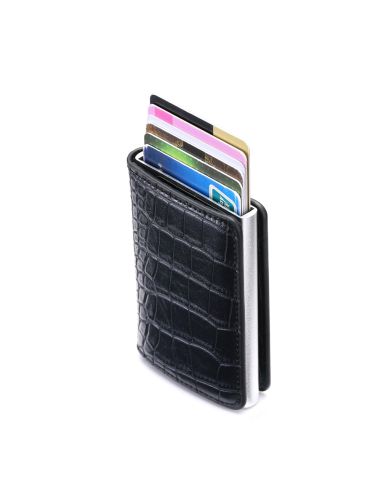 Портфейл от Крокодилска Кожа с RFID Защита Черен