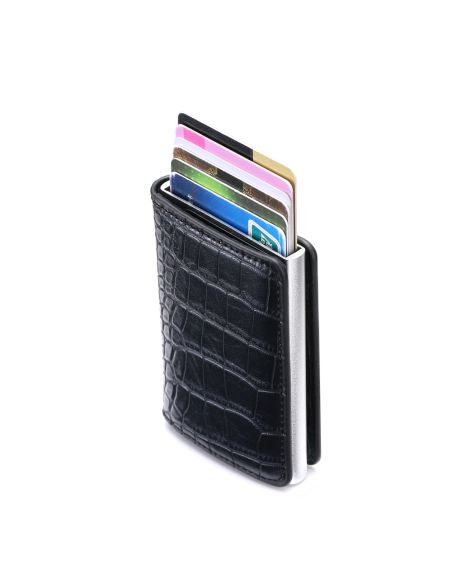 Портфейл от Крокодилска Кожа с RFID Защита Черен