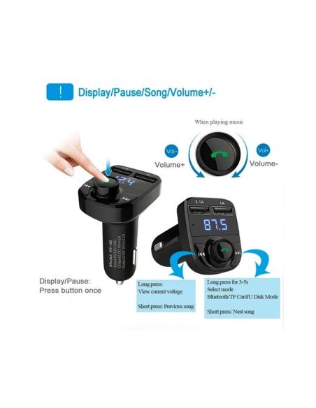 FM Трансмитер  Bluetooth, USB, FM аудио предавател, MP3 плейър, Handsfree