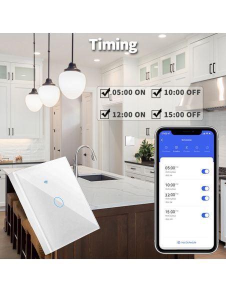 Wi-Fi Смарт Сензорен Ключтление за осветление с тъч стъклен панел