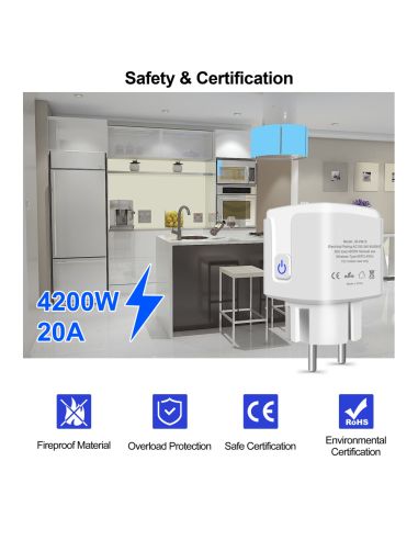 Смарт Wifi контакт за 20 ампера - за климатик, бойлер, печка и др